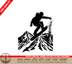 Snowboard Jump Digital Design Cut File in SVG, PNG, JPG, AI, PDF, DXF, EPS and WebP Formats 
