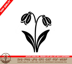 Snowdrop Bloom Digital Design File (SVG, PNG, JPG, AI, PDF, DXF, EPS, WebP) 
