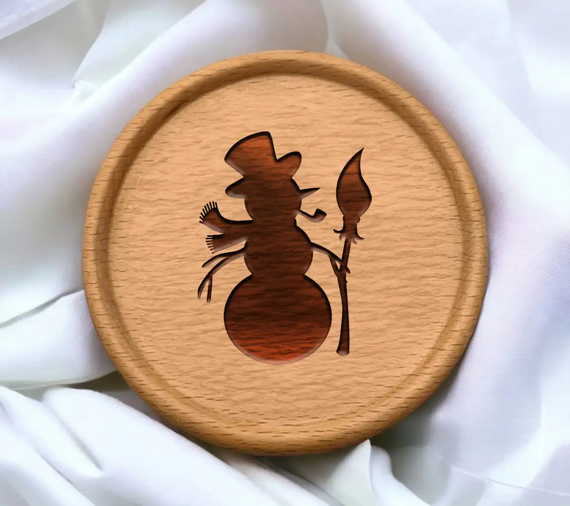 Christmas Snowman Silhouette SVG - Top Hat & Scarf SVG