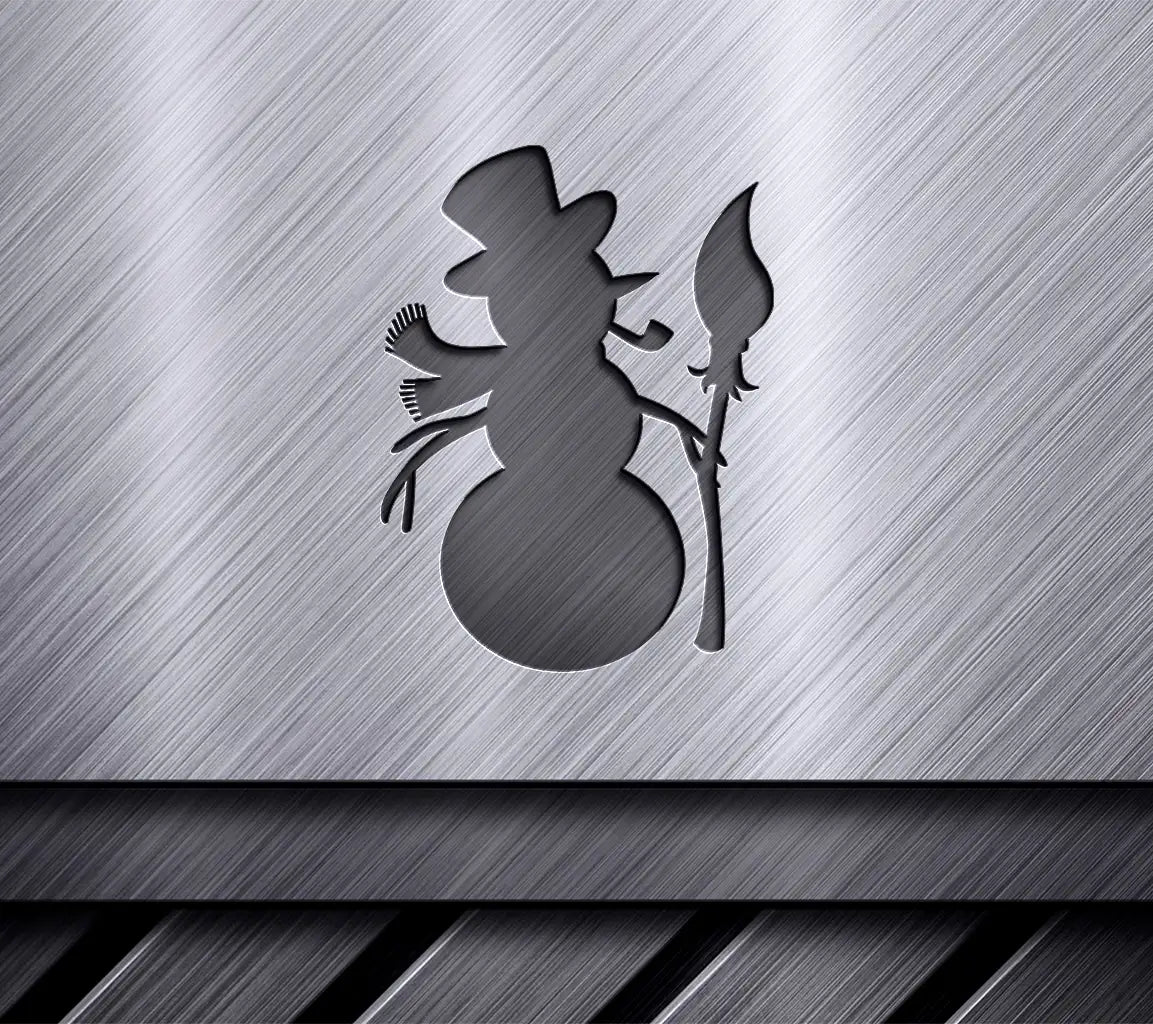 Christmas Snowman Silhouette SVG - Top Hat & Scarf SVG