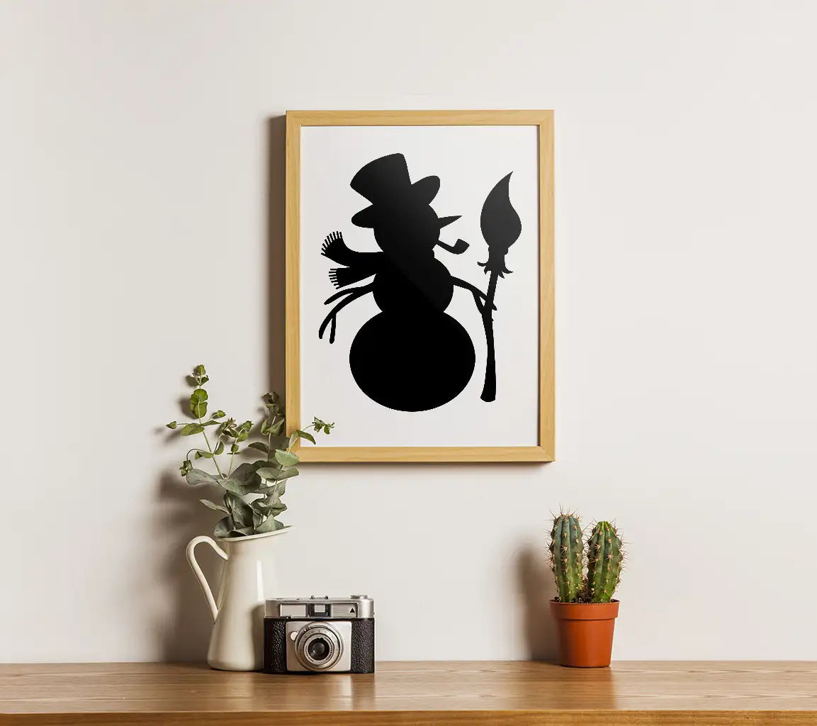 Christmas Snowman Silhouette SVG - Top Hat & Scarf SVG