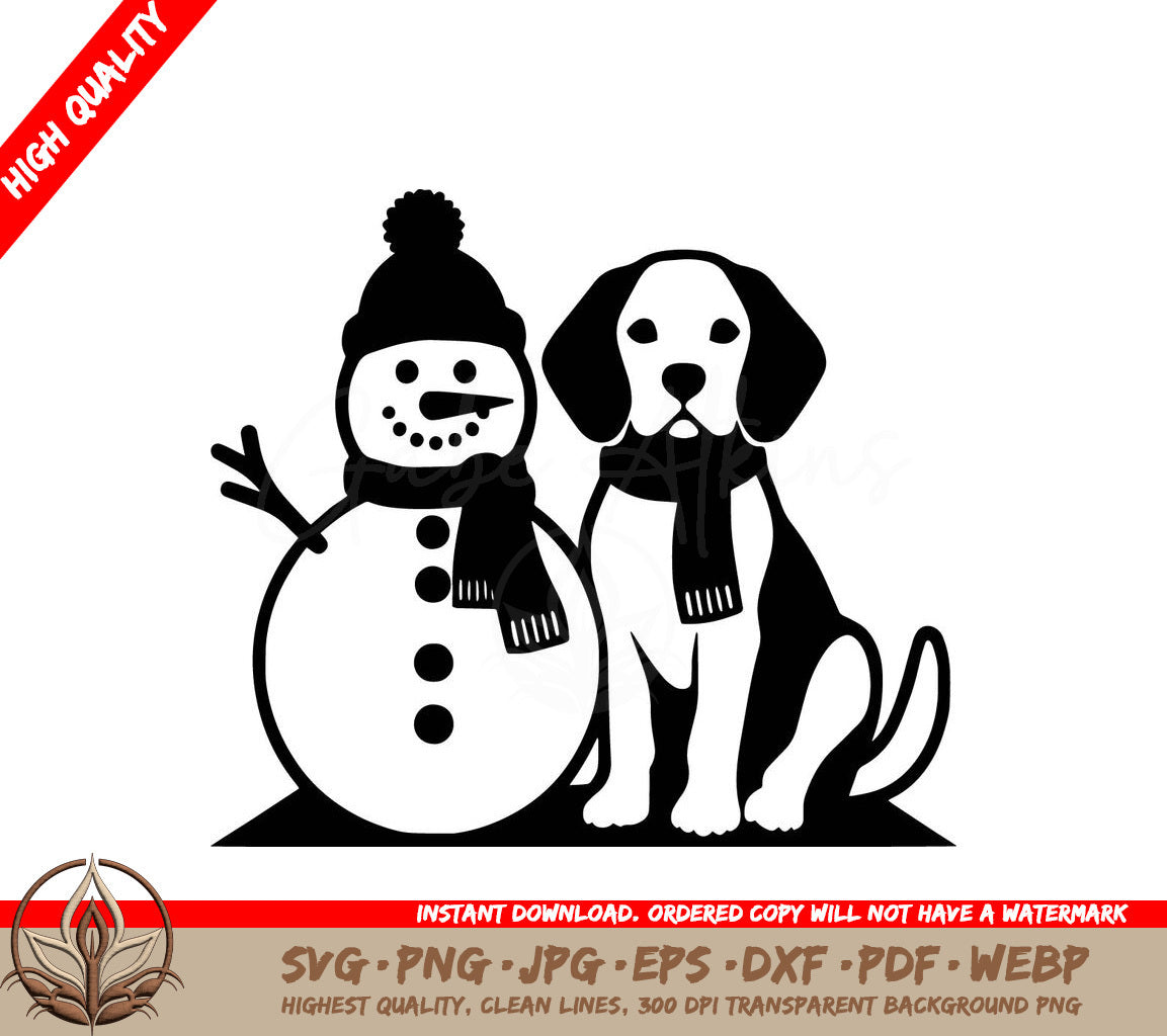 Snowman Beagle Buddies Digital Design File in Multiple Formats 
