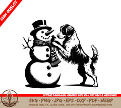 Snowman and Brittany Dog Digital Design in Multiple File Formats (SVG, PNG, JPG, AI, PDF, DXF, EPS, WebP) 
