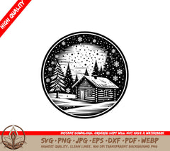Snowy Cabin SVG Cut File 
