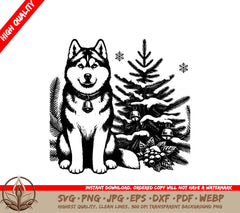 Snowy Siberian Husky Digital Design in SVG, PNG, JPG, AI, PDF, DXF, EPS and WebP Formats 

