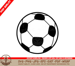Soccer Ball Simplicity: Digital Design File (SVG, PNG, JPG, AI, PDF, DXF, EPS, WebP) 
