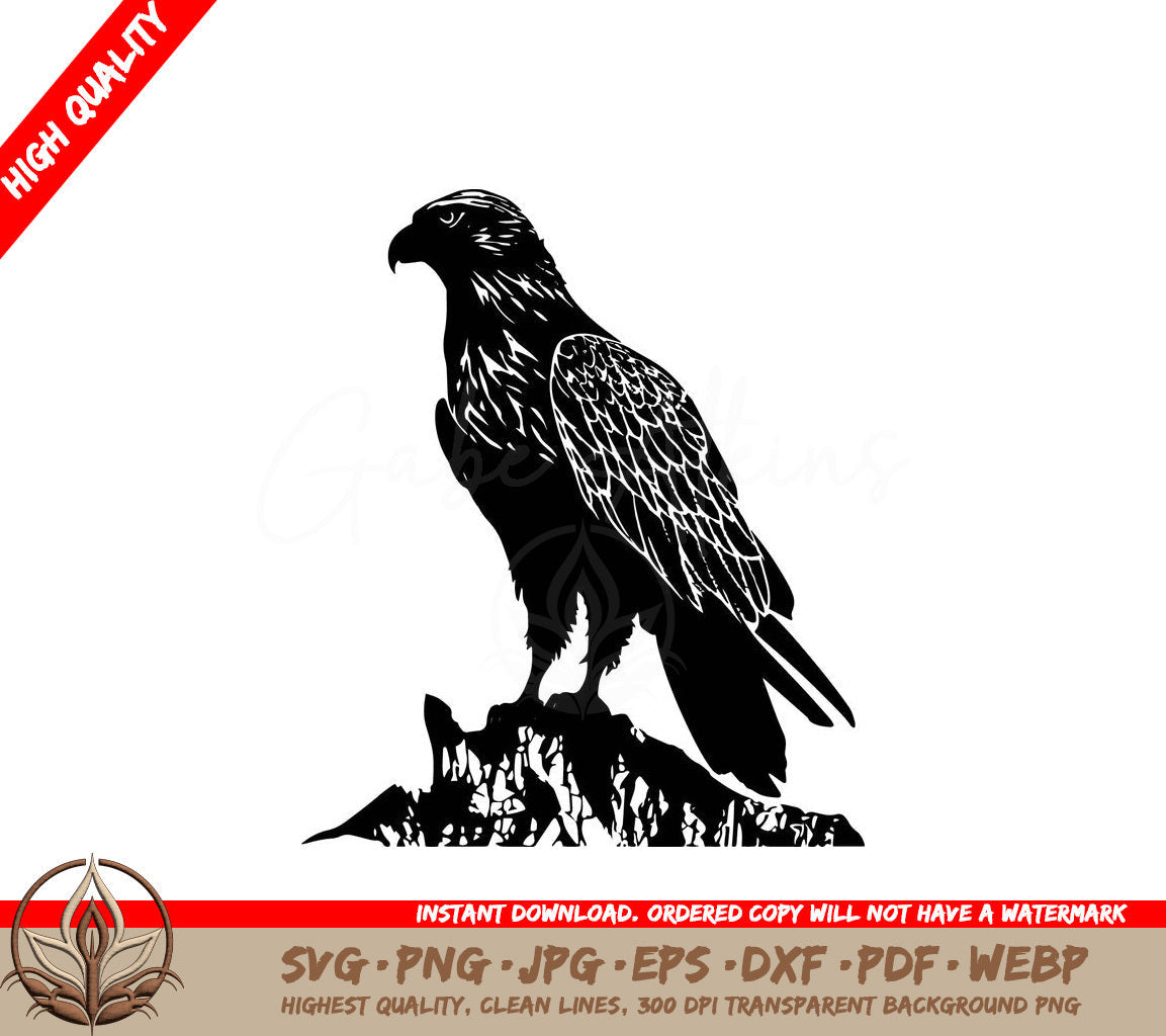 Solitary Eagle: Digital Design in Multiple File Formats (SVG, PNG, JPG, AI, PDF, DXF, EPS, WebP) 
