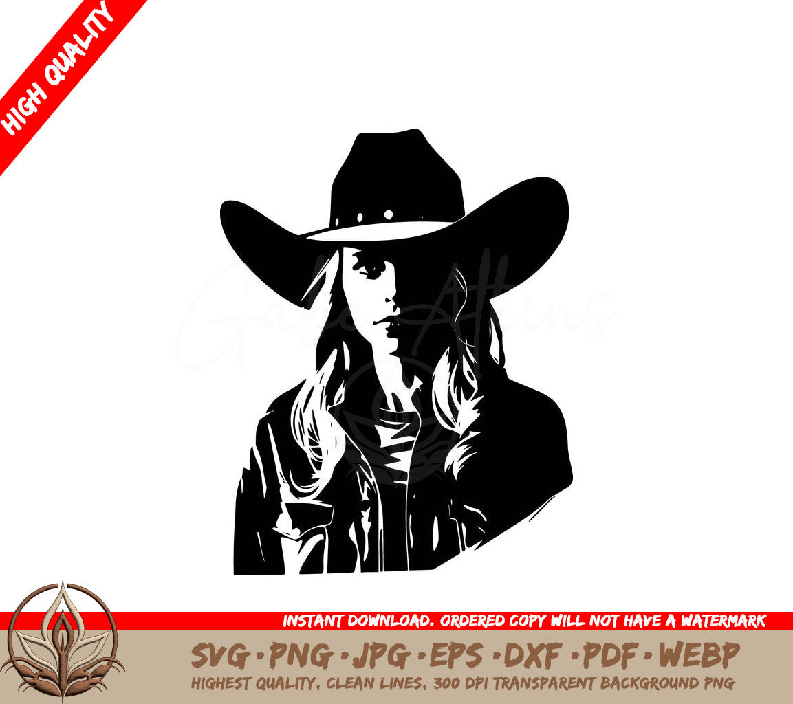 Southern Girl with Hat Digital Design File (SVG, PNG, JPG, AI, PDF, DXF, EPS, WebP) 
