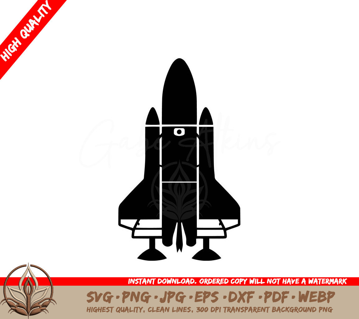 Space Shuttle Launch Digital Design Cut File in SVG, PNG, JPG, AI, PDF, DXF, EPS and WebP Formats 
