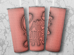 Spiritual Sip: 'Coffee and Jesus' 3D 20oz Tumbler Wrap Sublimation PNG | Jesus' 3D 20oz Tumbler Wrap Sublimation PNG