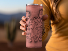 Spiritual Sip: 'Coffee and Jesus' 3D 20oz Tumbler Wrap Sublimation PNG | Jesus' 3D 20oz Tumbler Wrap Sublimation PNG