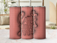 Spiritual Sip: 'Coffee and Jesus' 3D 20oz Tumbler Wrap Sublimation PNG | Jesus' 3D 20oz Tumbler Wrap Sublimation PNG