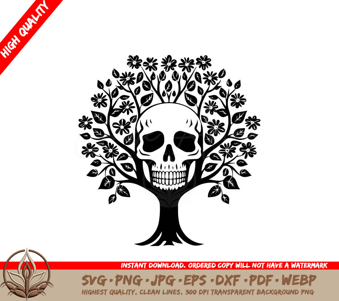 Spooky Flower Tree Digital Design in SVG, PNG, JPG, AI, PDF, DXF, EPS and WebP Formats 
