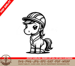 Sporty Pony Digital Design - SVG, PNG, JPG, AI, PDF, DXF, EPS and WebP File Formats 
