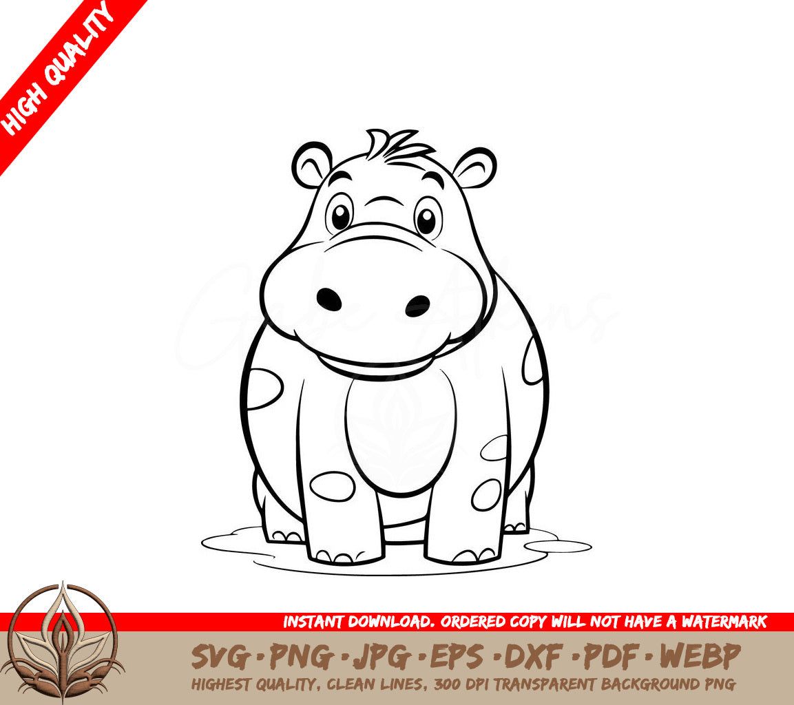 Spotted Hippo Digital Design File (SVG, PNG, JPG, AI, PDF, DXF, EPS, WebP) 
