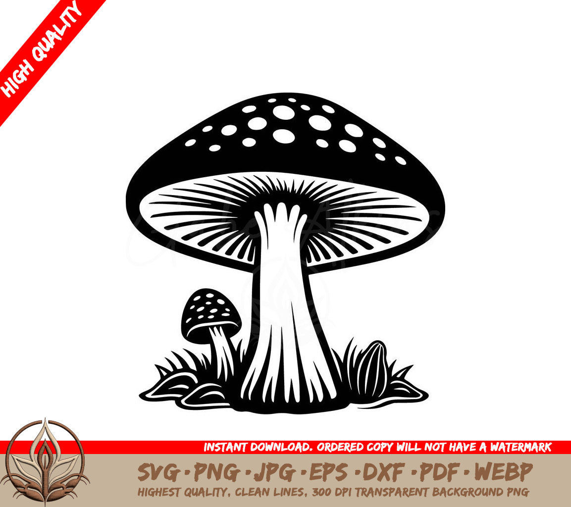 Spotted Mushroom Digital Design in Multiple File Formats 
