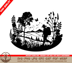 Spring Hike Digital Design File (SVG, PNG, JPG, AI, PDF, DXF, EPS, WebP) 
