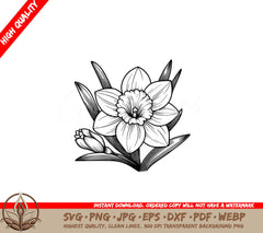 Spring Narcissus Blossom SVG PNG JPG AI PDF DXF EPS  WebP Digital Download 
