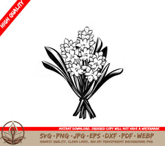 Springtime Blooms Bouquet Digital Design Files (SVG, PNG, JPG, AI, PDF, DXF, EPS, WebP) 

