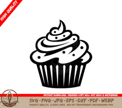 Sprinkled Cupcake Digital Design in Multiple File Formats 
