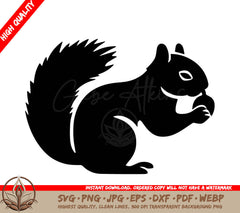 Squirrel with Nut Digital Design Cut File in SVG, PNG, JPG, AI, PDF, DXF, EPS and WebP Formats 
