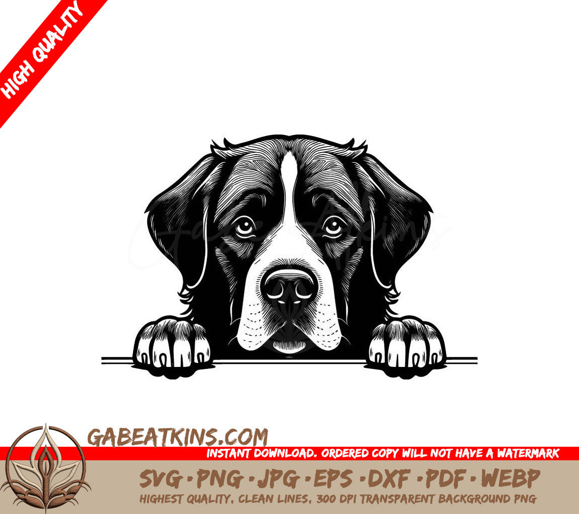 St. Bernard Peeking Over Wall  SVG SVG
