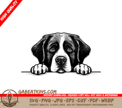 St. Bernard Peeking Over Wall -  Dog SVG SVG