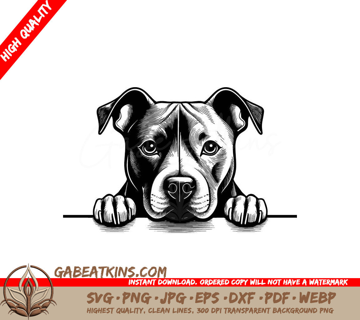  Pit Bull Looking Over Wall SVG - Staffordshire Bull Terrier SVG