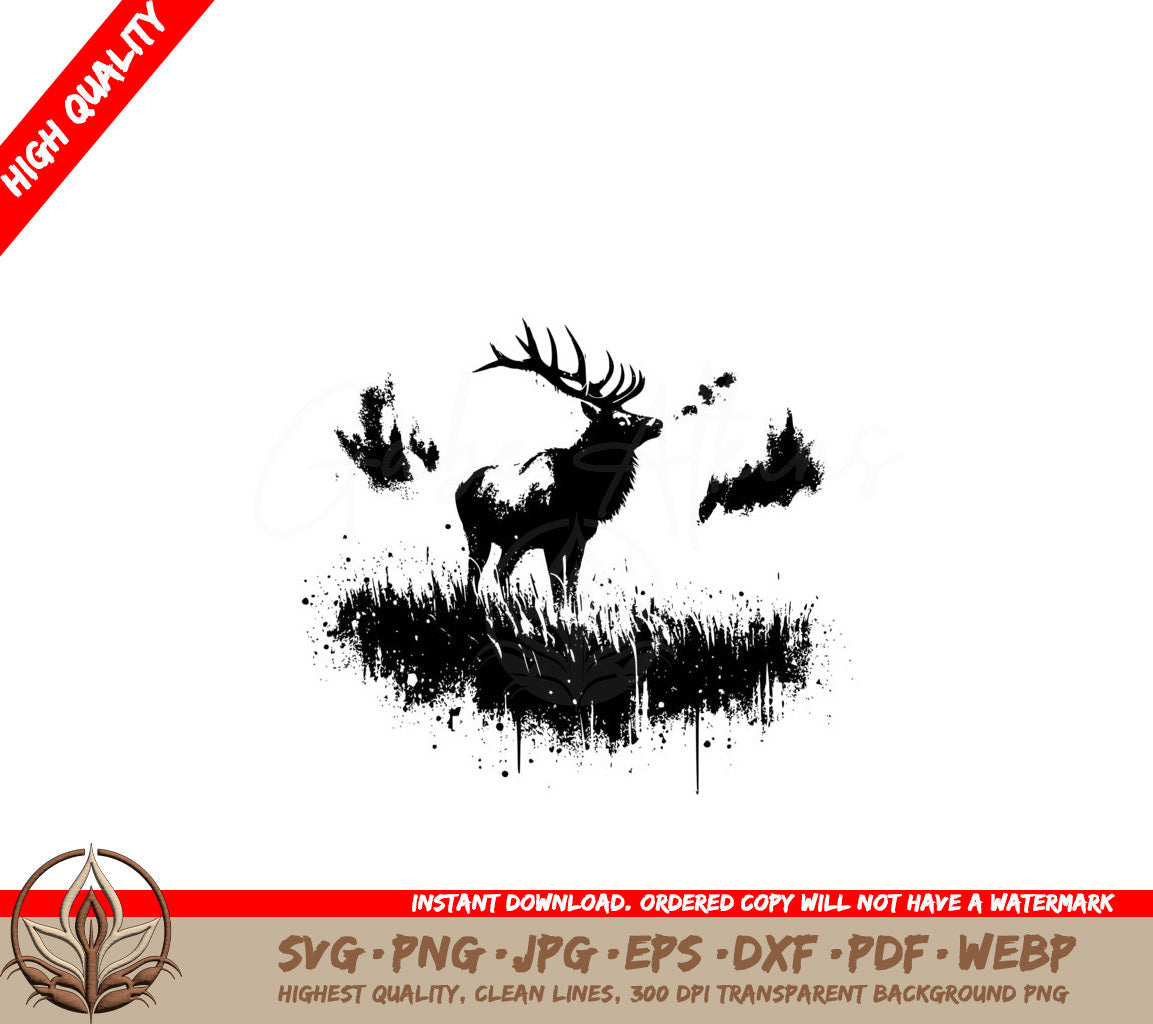 Stag in Field SVG PNG JPG AI PDF DXF EPS and WebP Digital Download 
