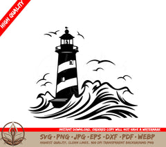 Standing Strong Lighthouse Digital Design in SVG, PNG, JPG, AI, PDF, DXF, EPS  WebP Formats 
