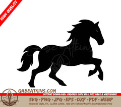 A Silhouette Of A Horse Standing On Its Hind Legs SVG - Standing black horse silhouette icon rearing up horse side view vector illustration SVG