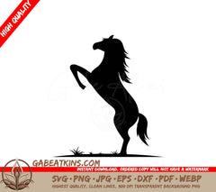 A Silhouette Of A Horse Standing On Its Hind Legs SVG - Standing horse icon vector illustration design SVG