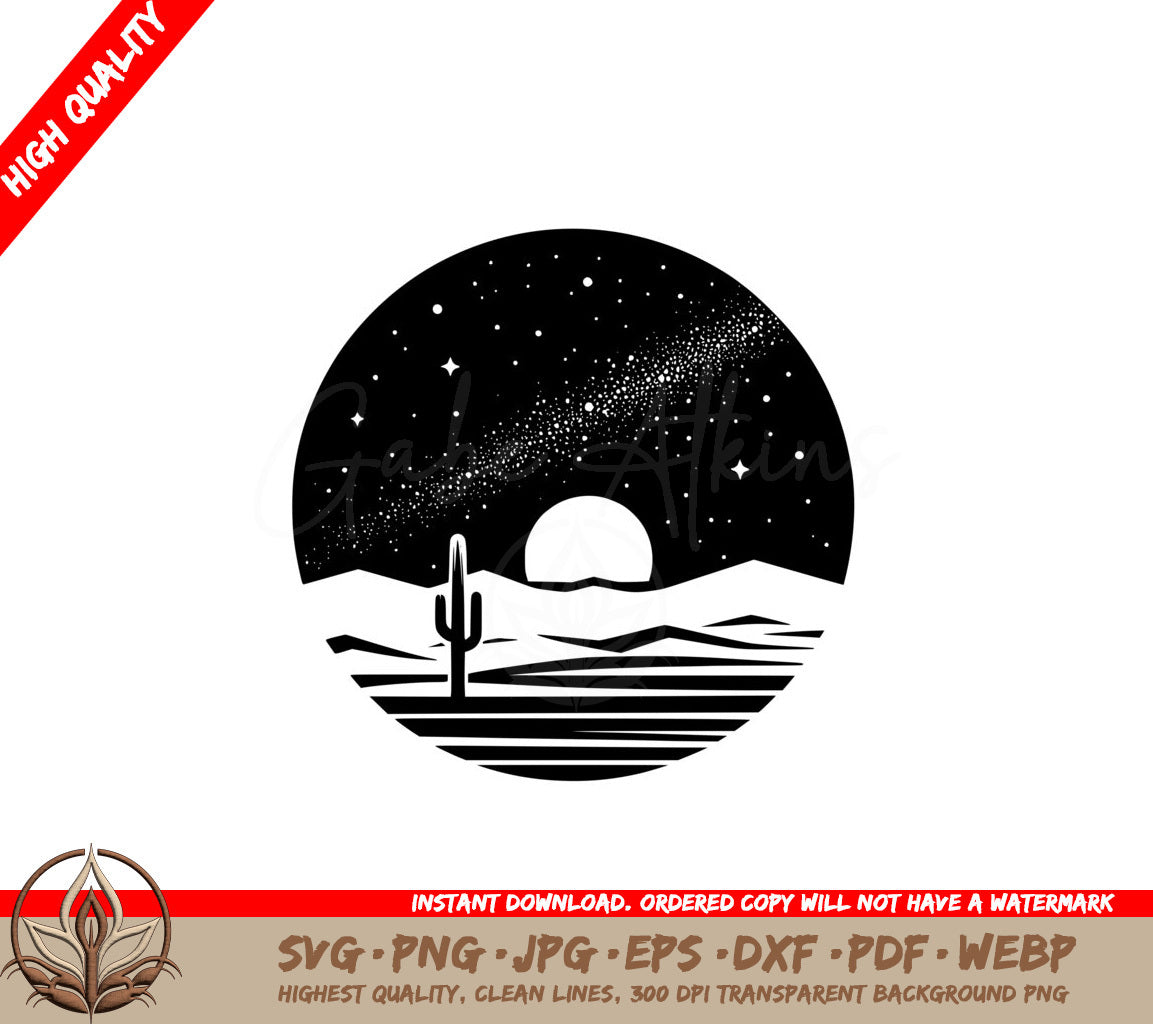 Starry Desert Night SVG PNG JPG AI PDF DXF EPS  WebP 
