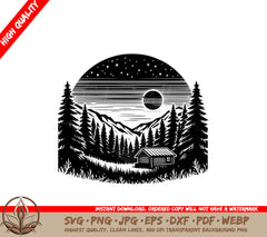 Starry Mountain Hideaway SVG PNG JPG AI PDF DXF EPS and WebP 
