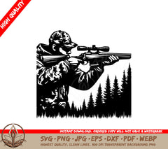 Stealthy Woodland Marksman SVG PNG JPG AI PDF DXF EPS and WebP 
