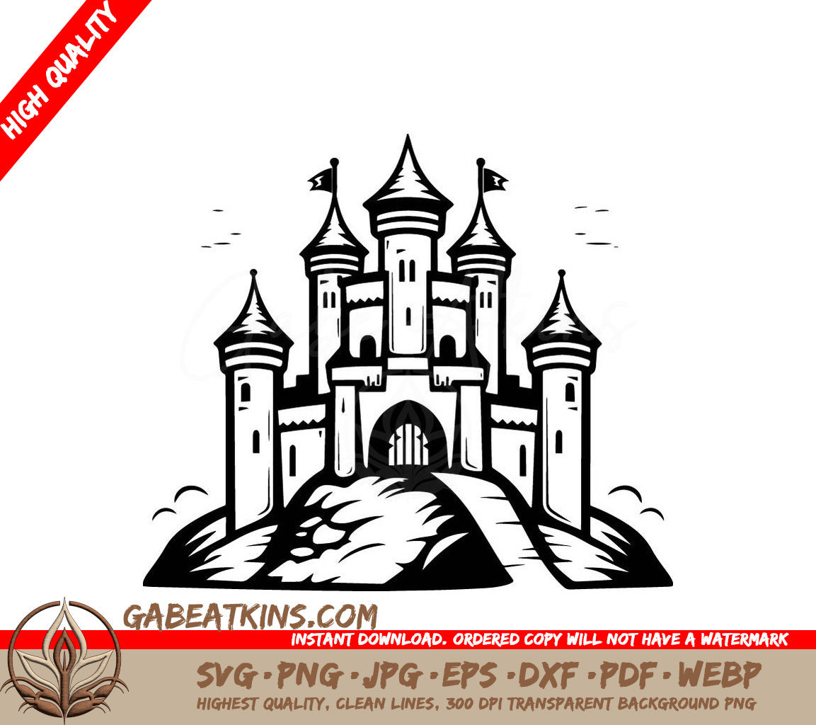  Castle Hilltop SVG - Stone Fortress Vector Illustration SVG