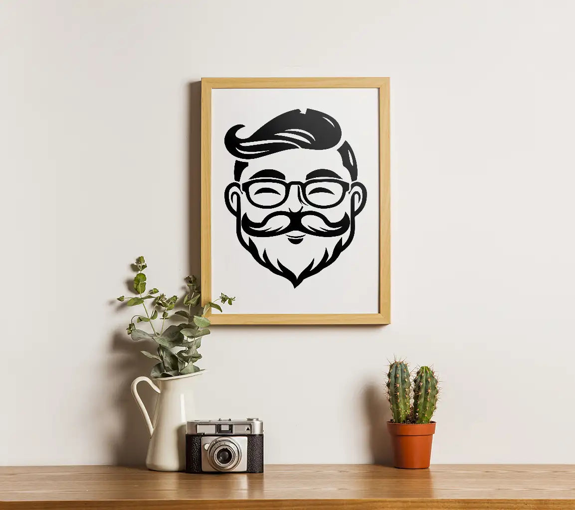 Stylish Mustache Man with Glasses -  SVG Illustration SVG