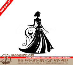  Woman in Long Dress SVG - Stylish Ensemble Icon SVG