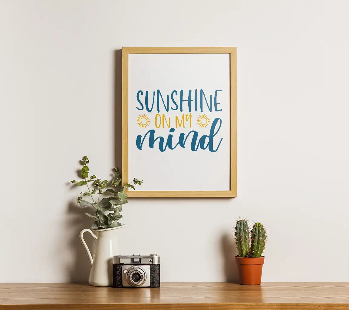 Sunshine On My Mind SVG - Blue & Yellow Summer Sign SVG