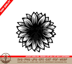 Sunflower Bloom Digital Design in Multiple File Formats (SVG, PNG, JPG, AI, PDF, DXF, EPS, WebP) 
