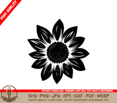 Sunflower Blossom Digital Design in Multiple File Formats (SVG, PNG, JPG, AI, PDF, DXF, EPS, WebP) 
