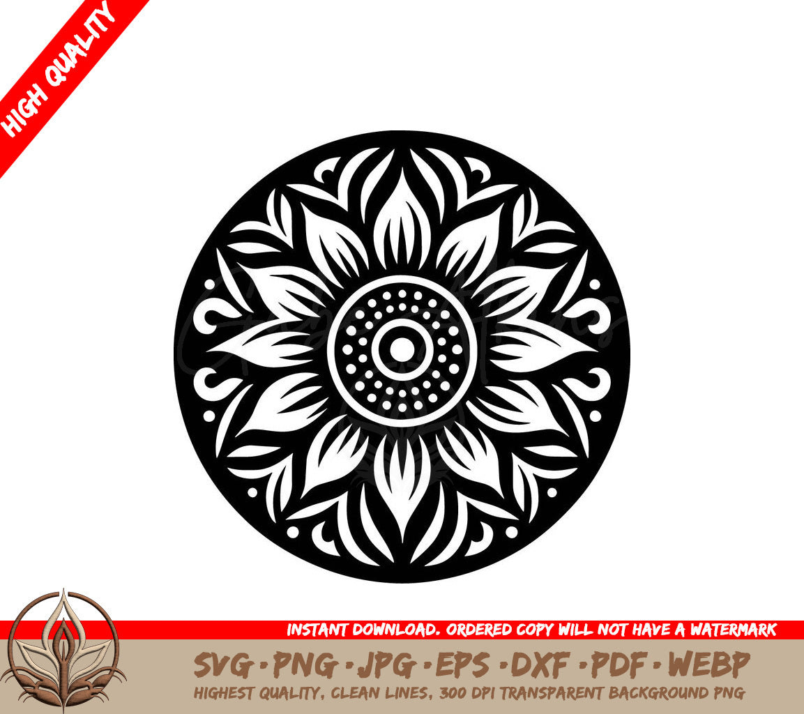 Sunflower Magic: Digital Design File (SVG, PNG, JPG, AI, PDF, DXF, EPS, WebP) 
