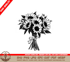 Sunflowers Bunch Digital Design in SVG, PNG, JPG, AI, PDF, DXF, EPS and WebP Formats 
