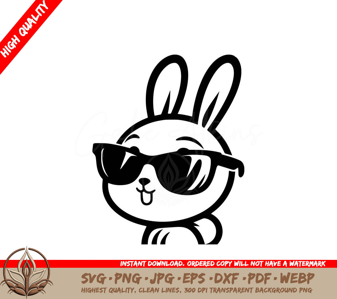 Sunglass Bunny: Digital Design File for Crafters (SVG, PNG, JPG, AI, PDF, DXF, EPS, WebP) 
