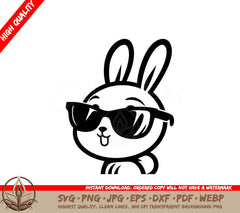 Sunglass Bunny: Digital Design File for Crafters (SVG, PNG, JPG, AI, PDF, DXF, EPS, WebP) 

