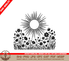 Sunny Garden Joy Digital Design File for Cutting Machines (SVG, PNG, JPG, AI, PDF, DXF, EPS, WebP) 
