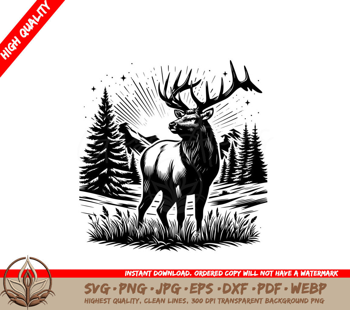 Sunrise Forest King SVG Digital Download 
