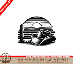 Sunset Cowboy Rest SVG Cut File  Digital Download 
