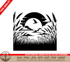 Sunset Serenity Digital Design in SVG, PNG, JPG, AI, PDF, DXF, EPS and WebP Formats 
