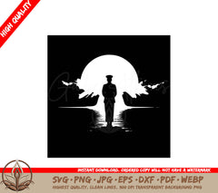 Sunset Soldier Digital Design File (SVG, PNG, JPG, AI, PDF, DXF, EPS, WebP) 

